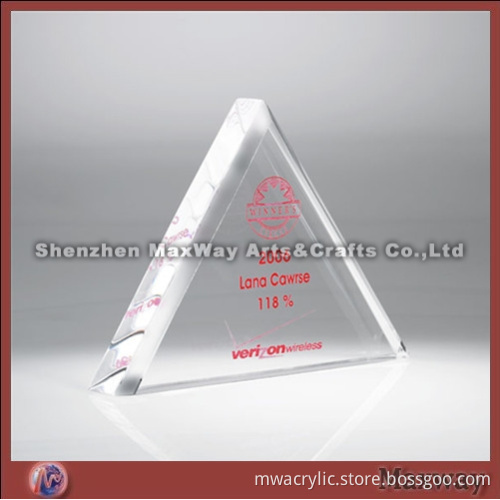 High transparent trigonal acrylic gift/present with some words